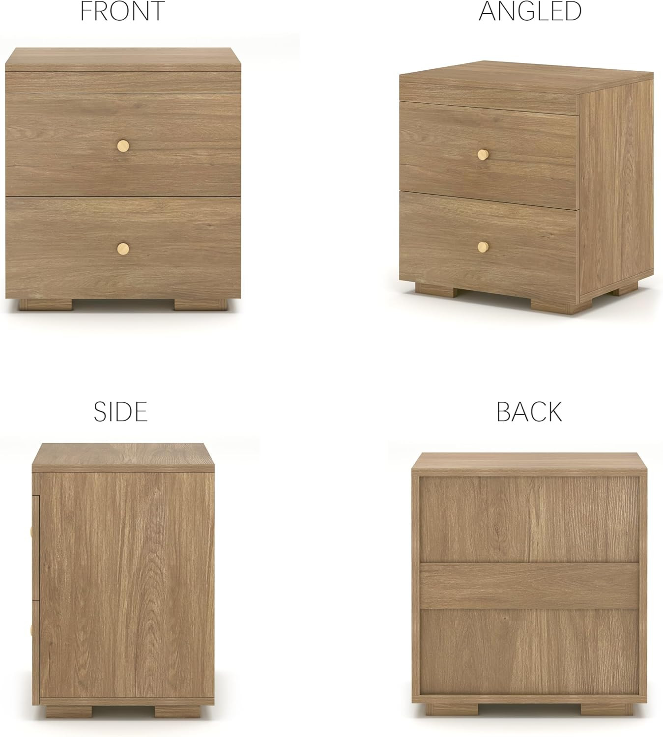 Nightstand with Drawers, Light Wood Bedside Table Farmhouse 2 Drawer End Table Dresser for Bedroo... | Amazon (US)