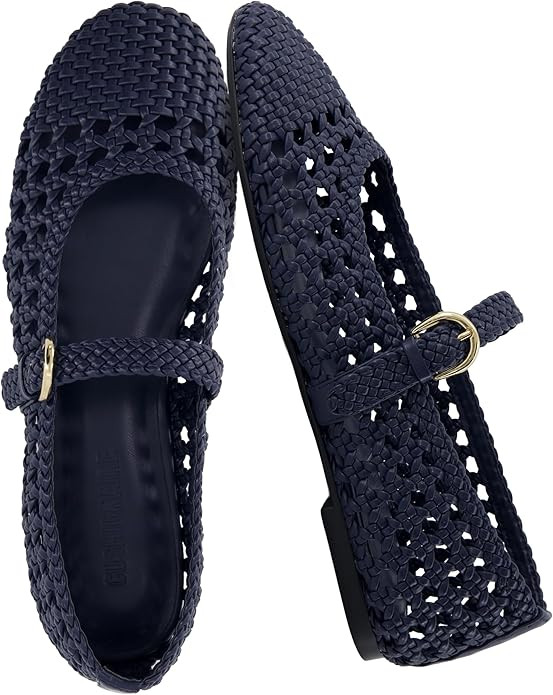 CUSHIONAIRE Windsor Woven Womens Flats with Adjustable Strap – Comfortable Mary Jane Ballet Fla... | Amazon (US)