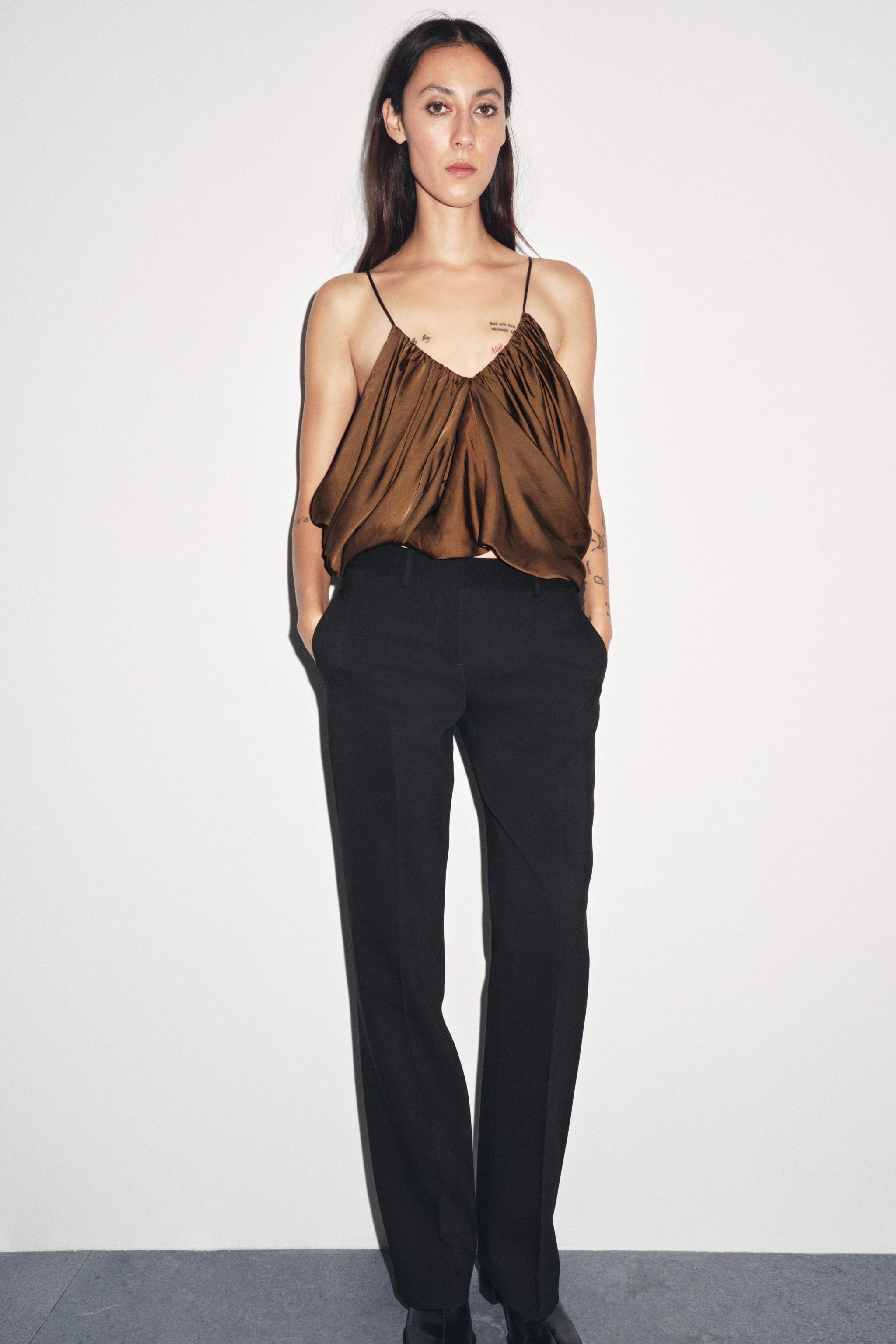 ZW COLLECTION SATIN DRAPE TOP | Zara UK