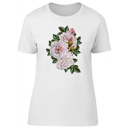 Beautiful Vintage White Roses Tee Women s -Image by Shutterstock | Walmart (US)