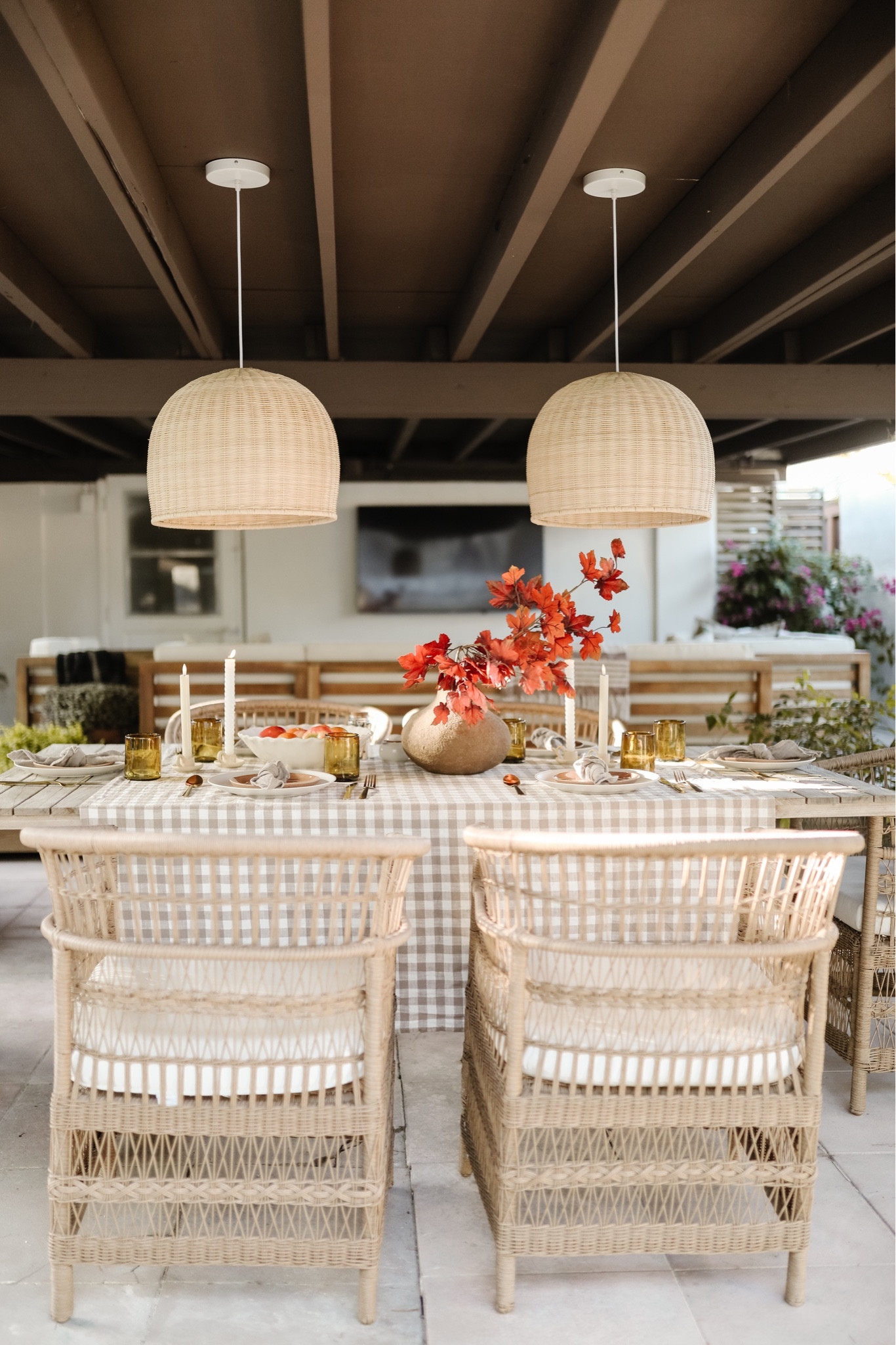 outdoor fall tablescape perfect for entertaining or even thanksgiving! This was our set up for Thanksgiving when we lived in Florida! 

#LTKSeasonal #LTKHome #LTKParties