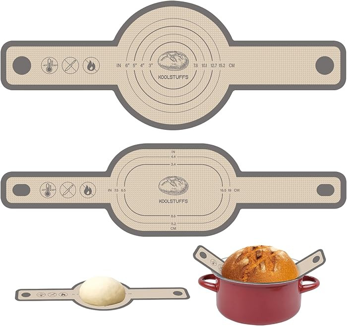 Silicone Bread Sling Oval and Round, 2 PCS Nonstick＆Reusable Bread Baking Mats, Easy-To-Clean D... | Amazon (US)