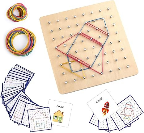 Thoth Montessori Wooden Geoboard Mathematical Manipulative Material Array Block Geo board with 36... | Amazon (US)