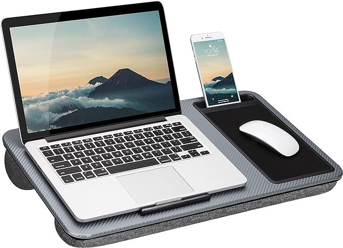 LapGear Home Office Lap Desk with Device Ledge, Mouse Pad, and Phone Holder - Silver Carbon - Fit... | Amazon (US)