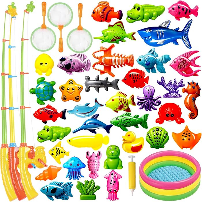 CozyBomB™ Magnetic Fishing Toys Game Set for Kids | Water Table Bathtub Kiddie Pool Party Pole ... | Amazon (US)