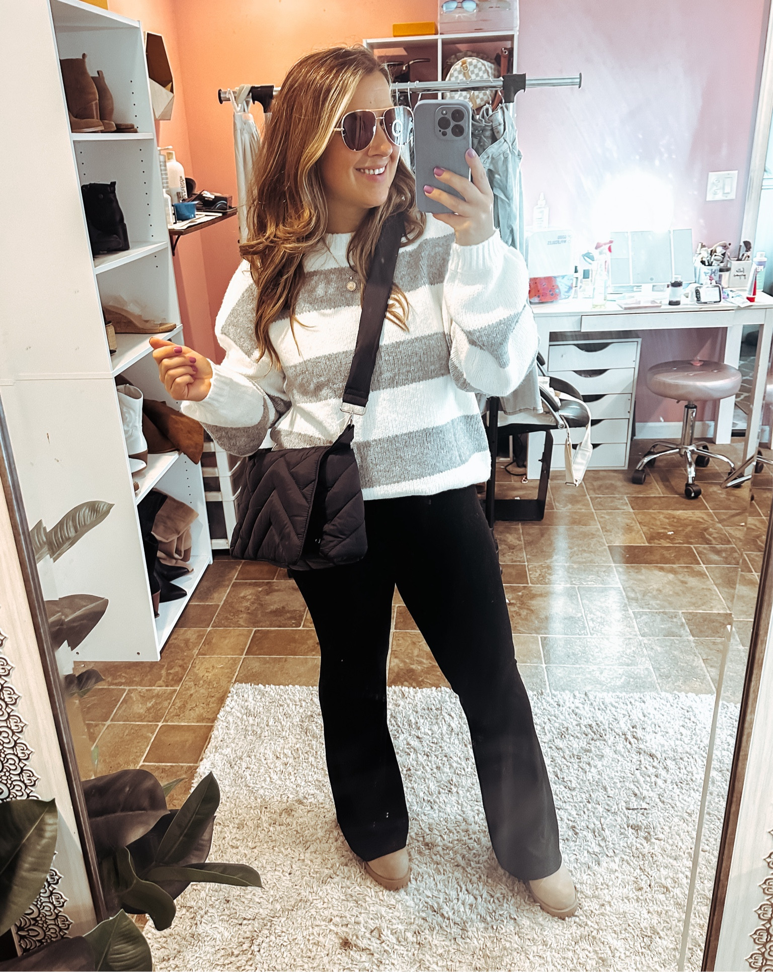 Amazon casual fall outfit idea 
Oversized striped sweater and wide leg leggings 
Wearing a size medium 

#LTKFindsUnder50 #LTKStyleTip #LTKSeasonal