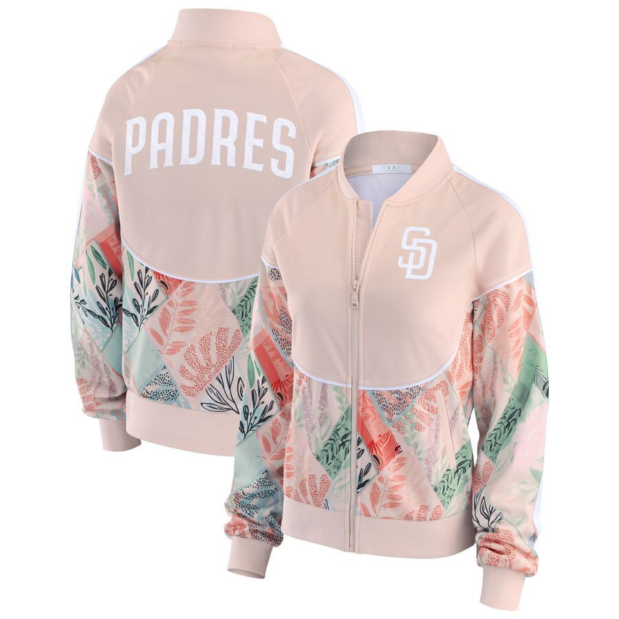 San Diego Padres WEAR by Erin Andrews Women's Raglan Full-Zip Track Jacket - Sand | Fanatics