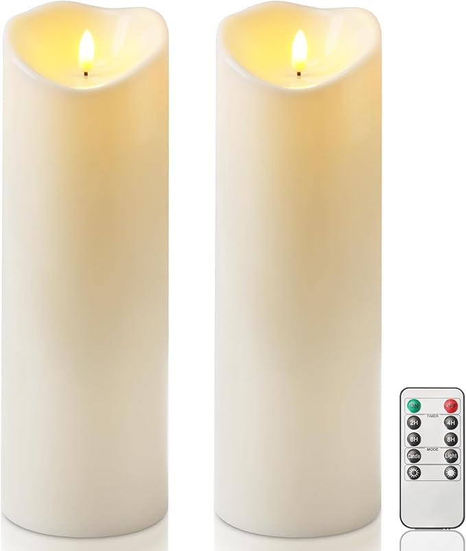 Homemory 4"x12" Outdoor Waterproof Flameless Candles with Timers and Remote Control, Battery Oper... | Amazon (US)