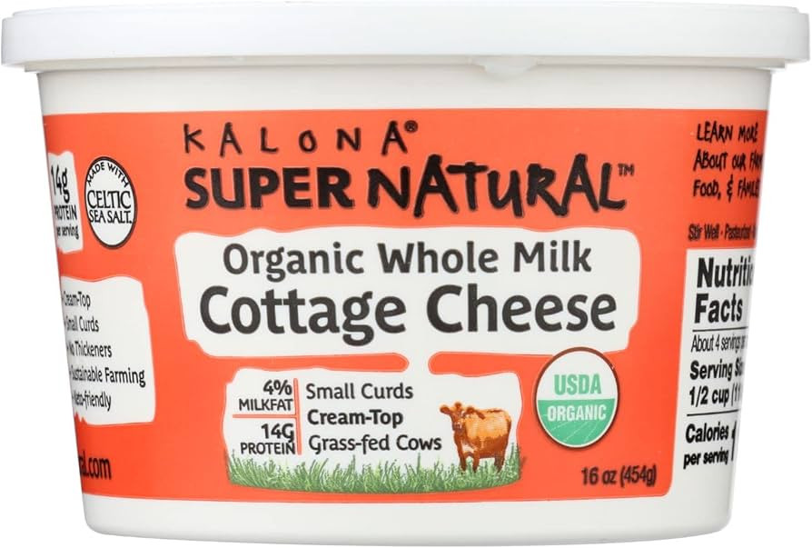 Kalona Super Natural Organic Whole Milk Cottage Cheese, 16 oz | Amazon (US)