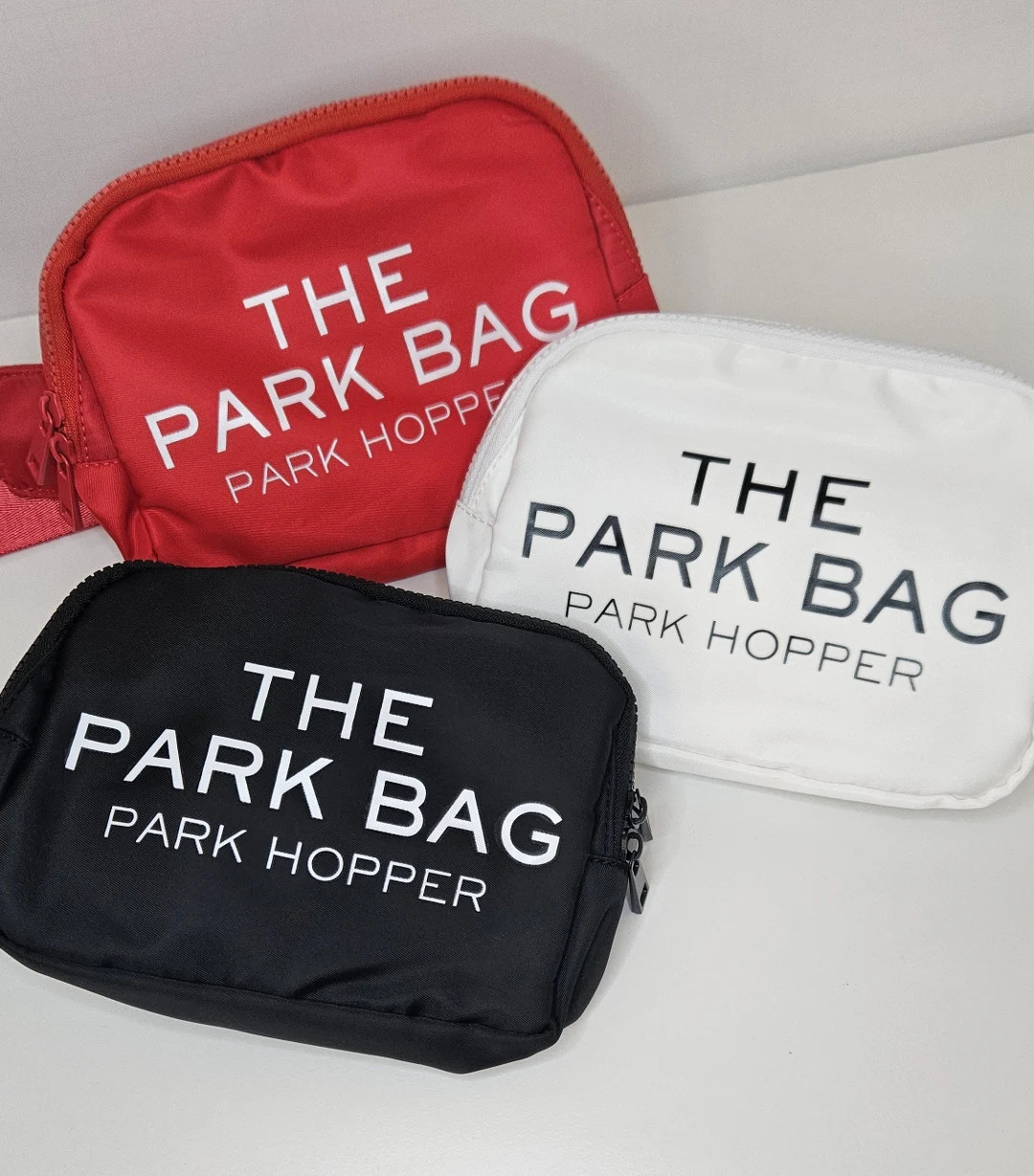 The Park Bag Fanny Pack | Disney Park Hopper Belt Bag | Multi-pocket, Adjustable Strap | Red, Whi... | Etsy (US)