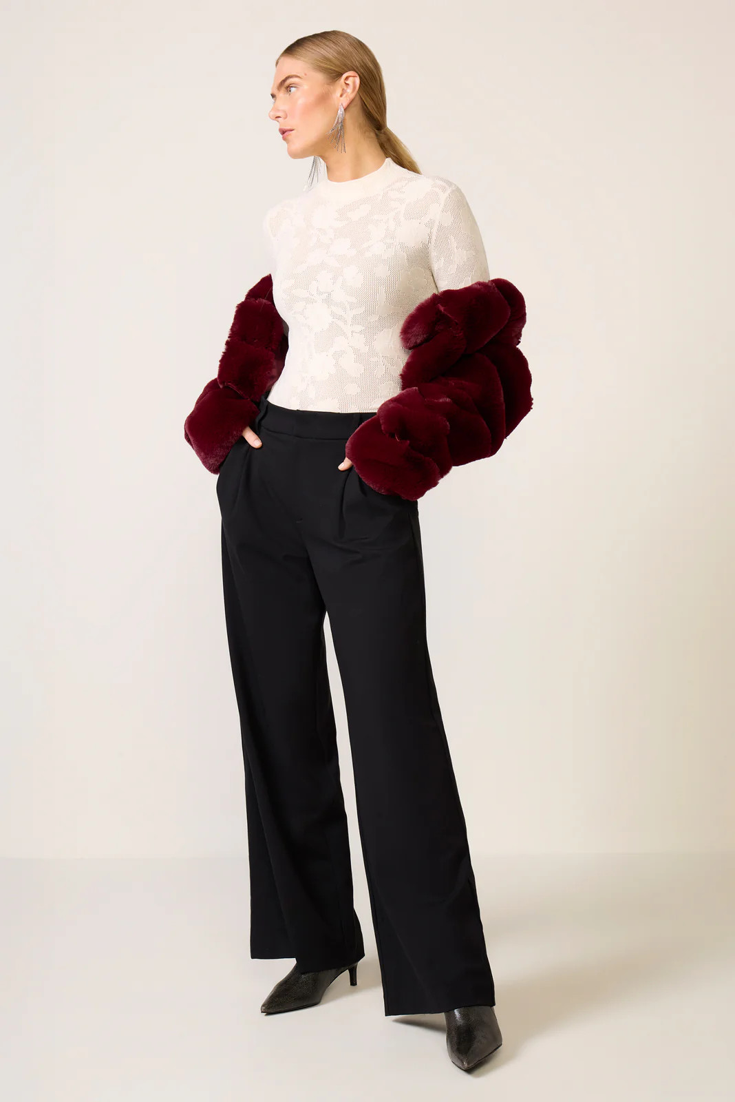 Cheryl Pleated Knit Wide Leg Trouser | Evereve