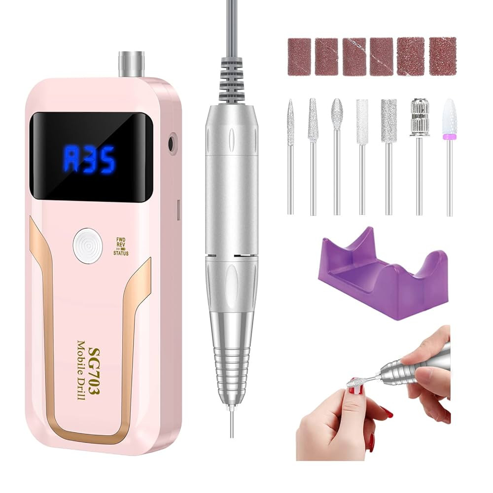 Portable Nail Drill Professional 35000 RPM, MOCOWIND Rechargeable Electric Nail File Machine E Fi... | Amazon (US)