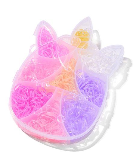 Pink & Purple Elastic Hair Bands with Unicorn Container | Zulily