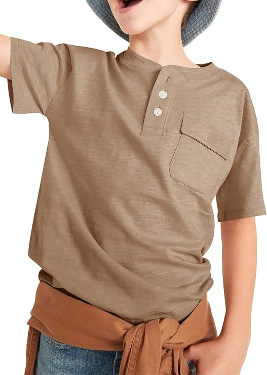 Kindenergy Boys Short Sleeve Tee Shirt Summer Button Down Tees Dress Henley Shirts with One Pocke... | Amazon (US)