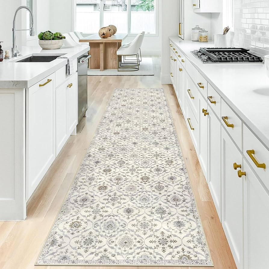 KILOCOCO 2.6x10 Runner Rug, Moroccan Washable Hallway Entryway Runner Rug, Accent Print Faux Wool... | Amazon (US)