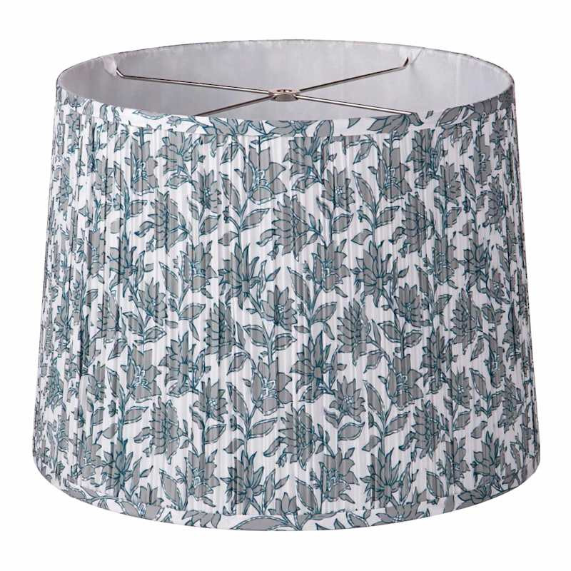 Green Pleated Patterned Tapered Medium Lamp Shade, 14x16x12 | At Home