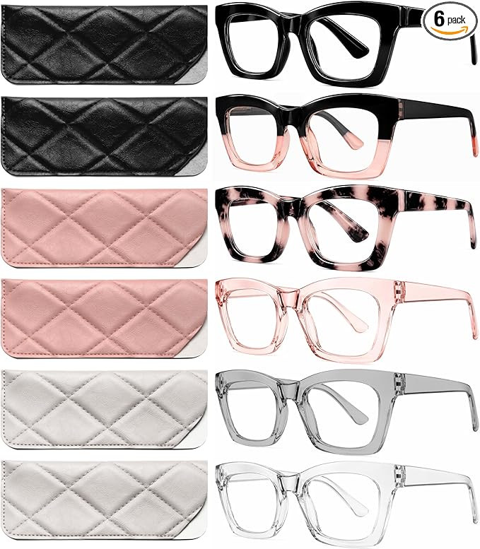 Amazon.com: CCVOO 2.5 Style Reading Glasses for Women, Stylish Eyeglasses, Blue Light Readers for... | Amazon (US)