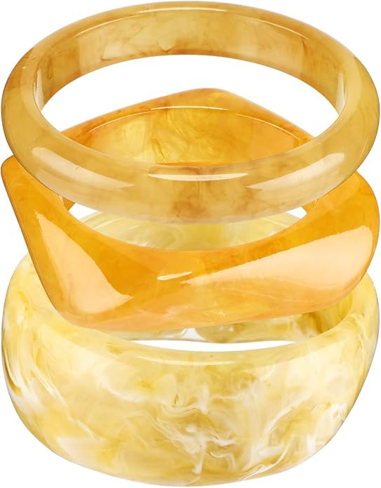Quelay 3 Pcs Acrylic Colorful Resin Bangle Boho Chunky Bracelets for Women Irregular Geometric Cu... | Amazon (US)