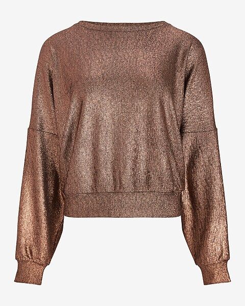 Metallic Foil Dolman Sleeve Sweatshirt | Express