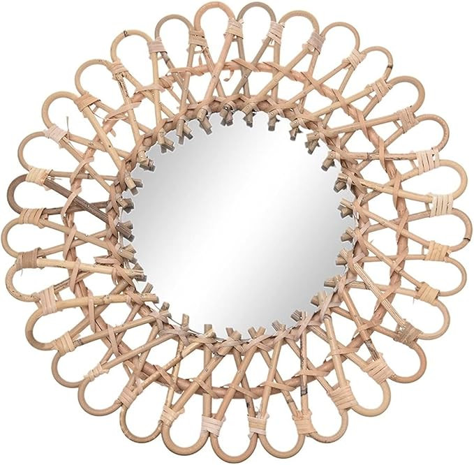 XIUDERJDJHH Dressing Mirror Nordic Wicker Wall-Mounted Mirror Rattan Round Dressing Mirror Home L... | Amazon (US)