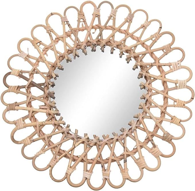 XIUDERJDJHH Dressing Mirror Nordic Wicker Wall-Mounted Mirror Rattan Round Dressing Mirror Home L... | Amazon (US)