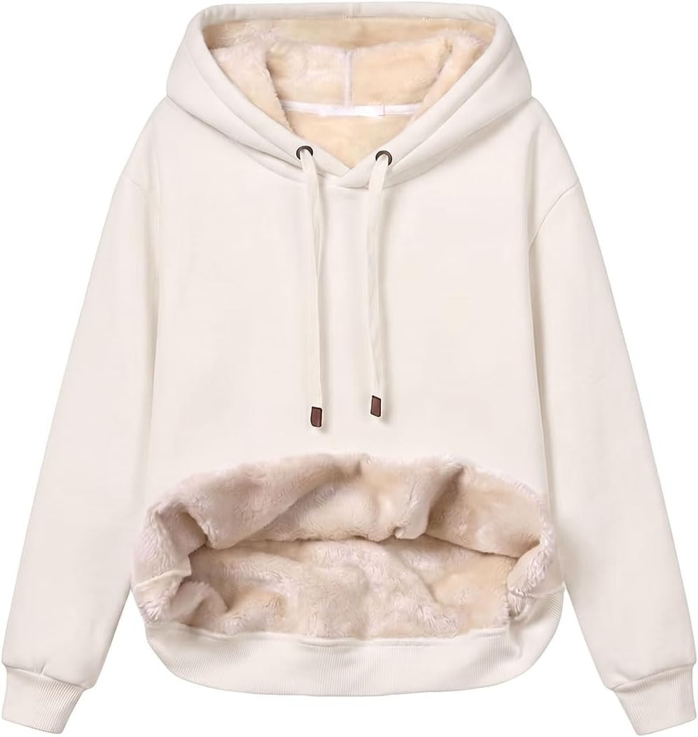 Womens Casual Winter Warm Fleece Sherpa Lined Pullover Hooded Sweatshirt | Amazon (US)