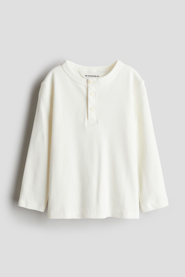 H & M - Cotton Henley Shirt - White | H&M (US + CA)