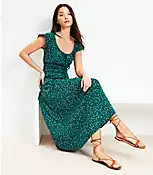 Petite Floral Smocked Flutter Midi Dress | LOFT