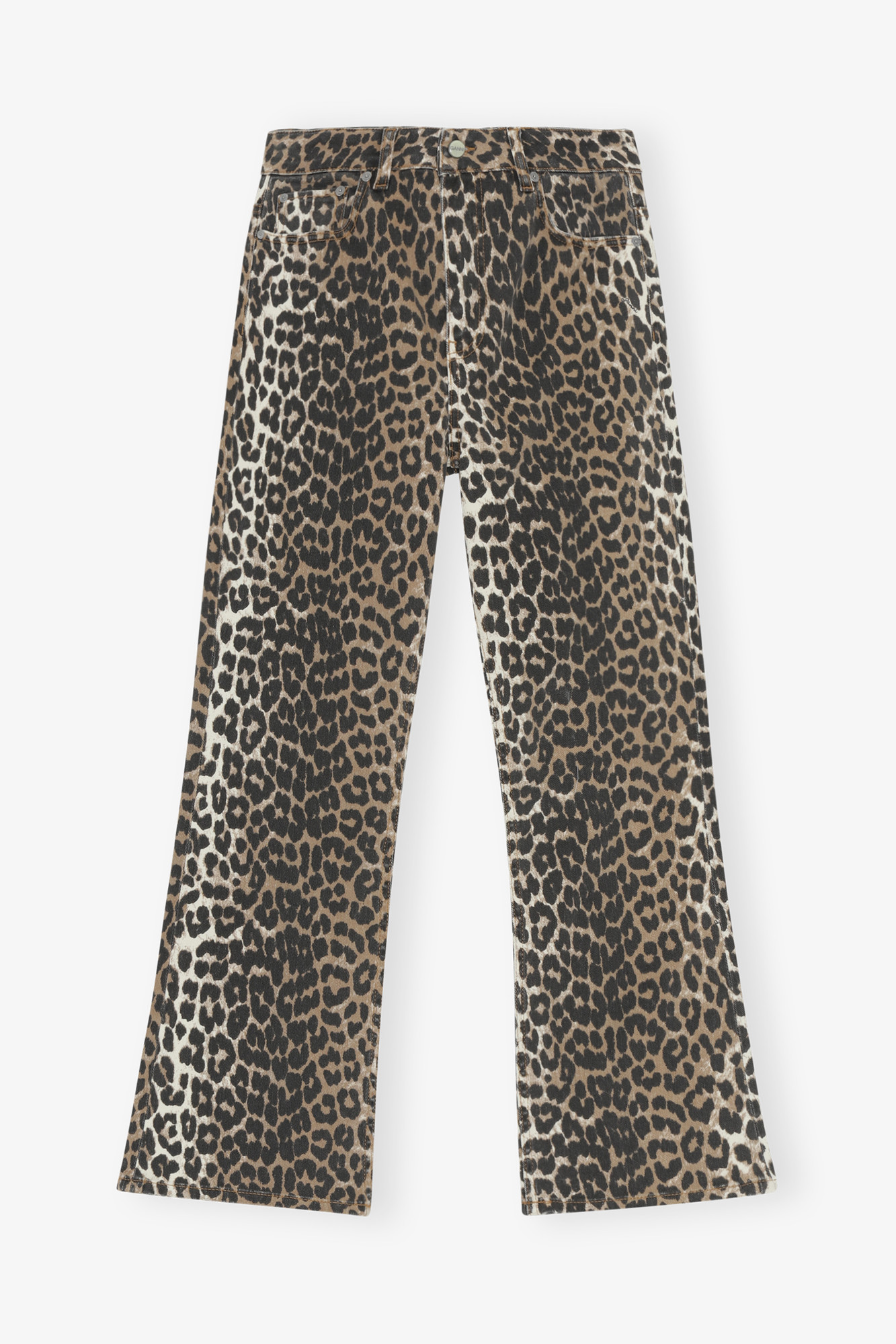 Betzy Cropped Jeans in Leopard Print | Ganni