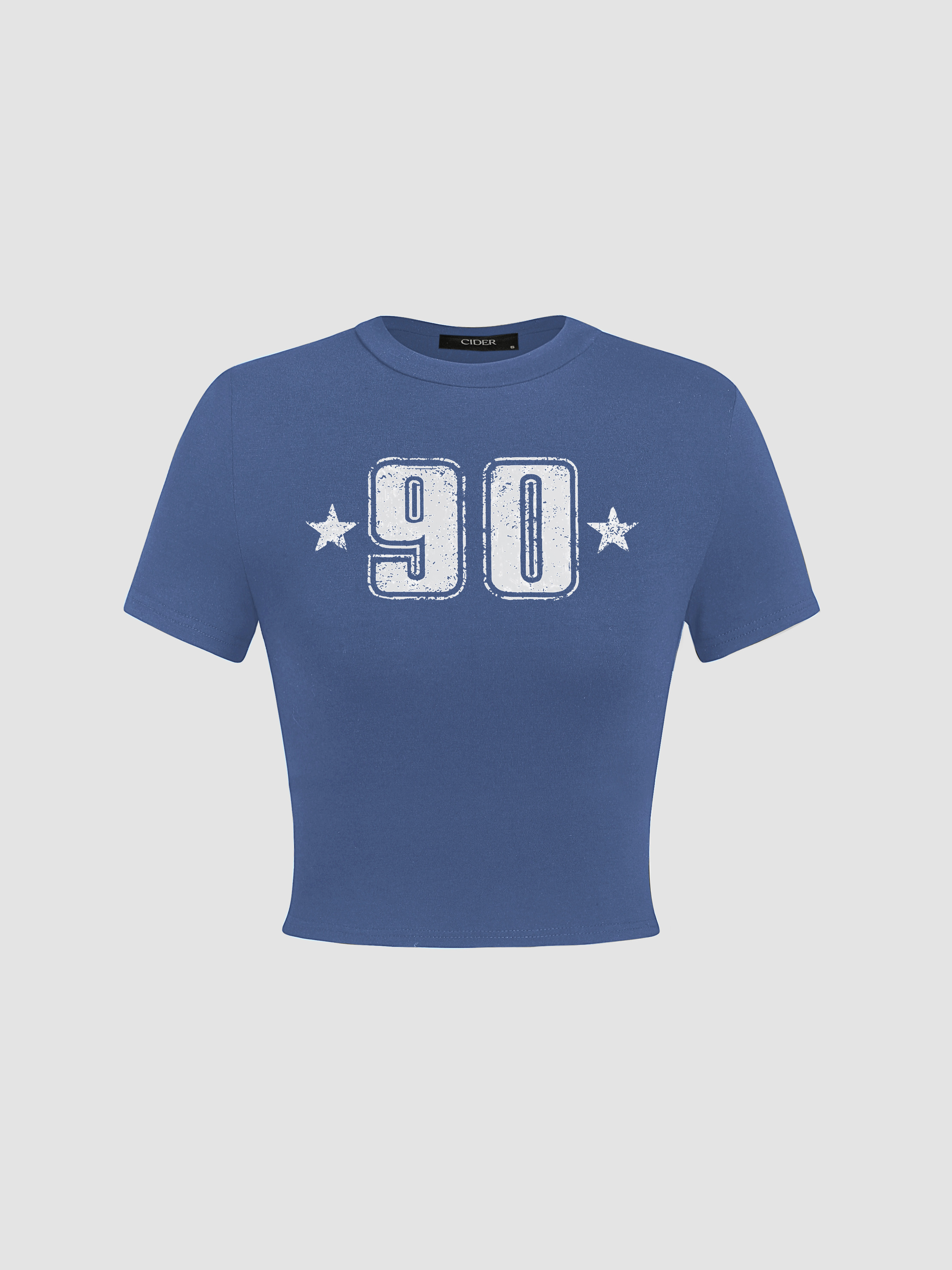 Knit Fabric 90 Round Neckline Graphic Crop Short Sleeve Tee For School Daily Casual | Cider