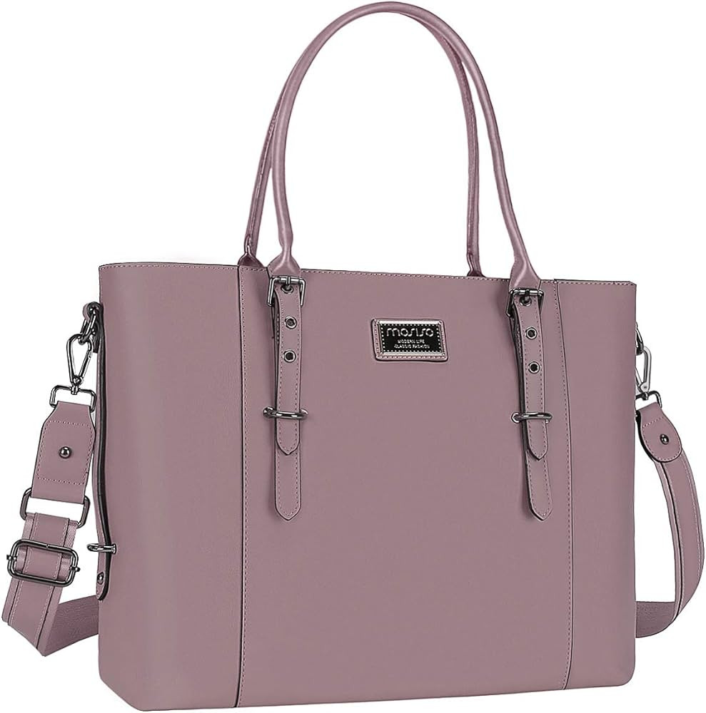 MOSISO PU Leather Laptop Tote Bag for Women (15-16 inch), Purple | Amazon (US)