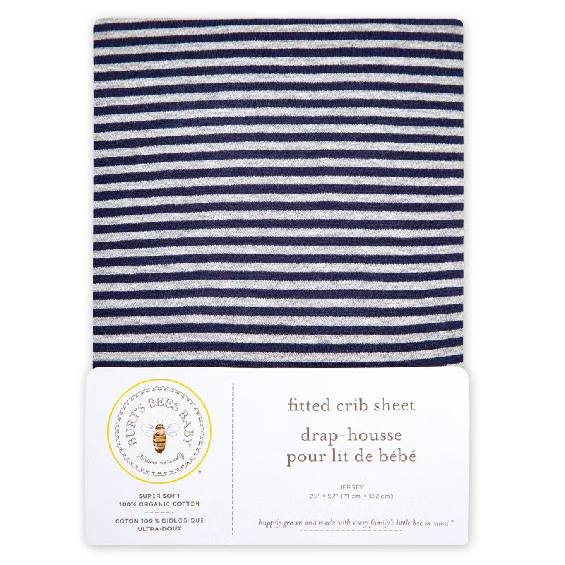 Burt's Bees Baby® Organic Fitted Crib Sheet - Bee Essentials - Stripe | Target