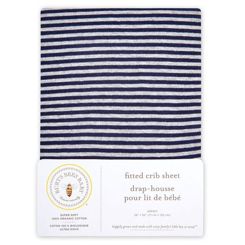 Burt's Bees Baby&#174; Organic Fitted Crib Sheet - Bee Essentials - Stripe | Target
