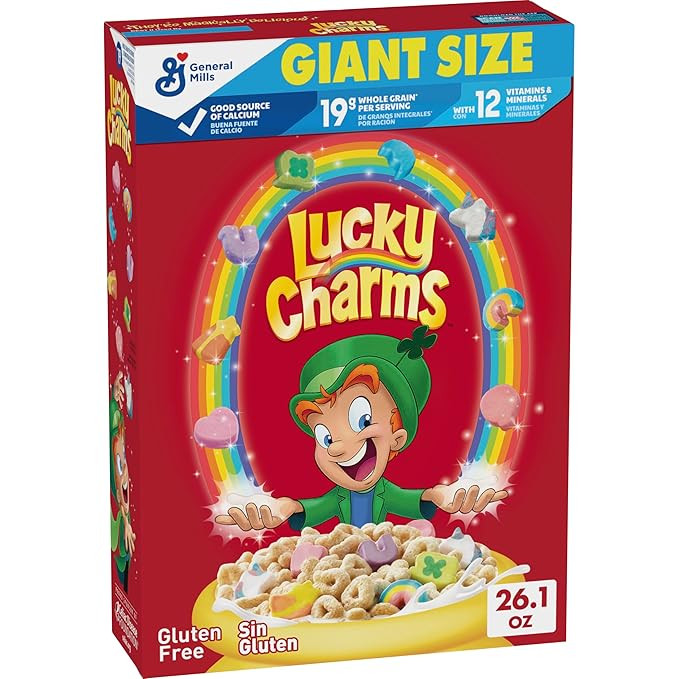 Lucky Charms Gluten Free Cereal with Marshmallows, Kids Breakfast Cereal, Made with Whole Grain, ... | Amazon (US)