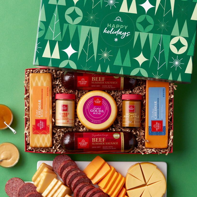 Happy Holidays Summer Sausage & Cheese Gift Box - 57.99 USD | Hickory Farms | Hickory Farms