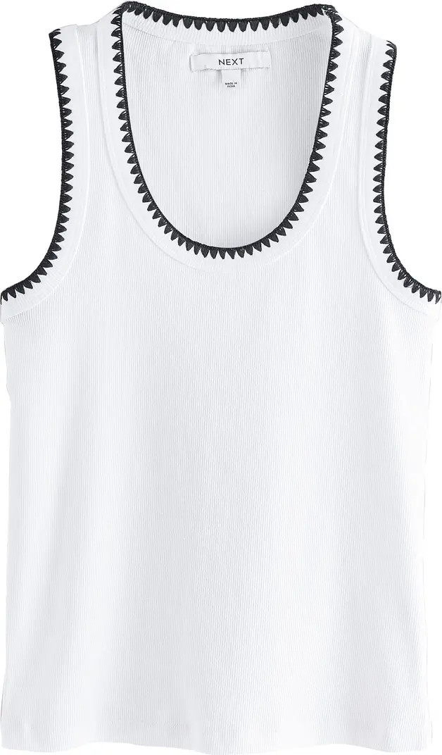 Monochrome Embroidered Cotton Rib Tank | Nordstrom