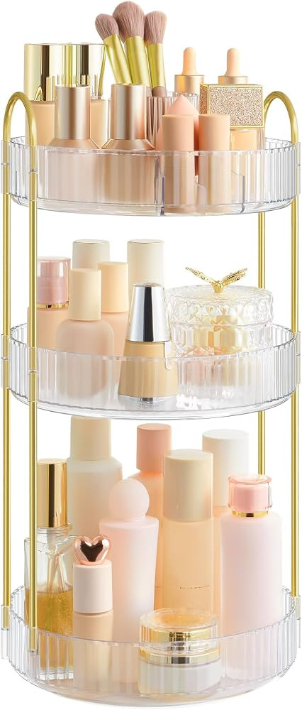 SONGMICS Makeup Organizer, 3-Tier Round Rotating Skincare Organizer Countertop, Customizable, Toi... | Amazon (US)