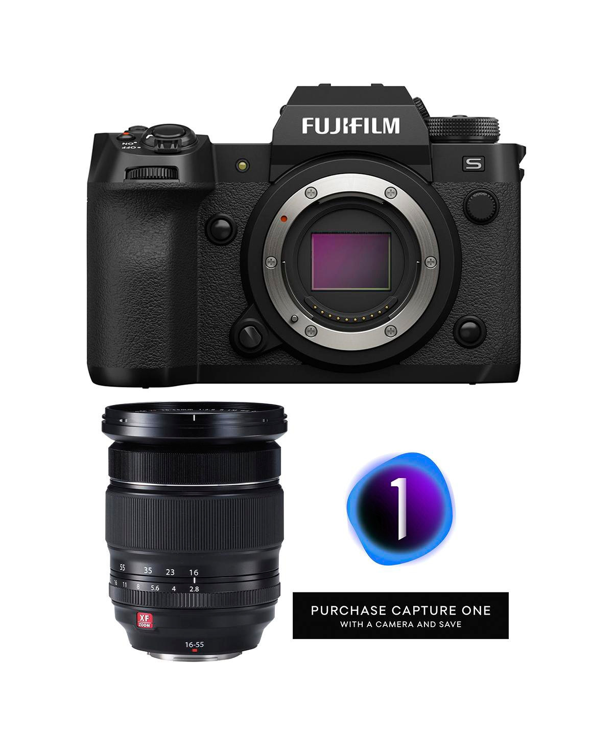 Fujifilm X-H2S Mirrorless Camera, Black with Fujix-f 16-55 F2.8 Wr, Capture One Pro Camera Bundle Code - Black | Macy's