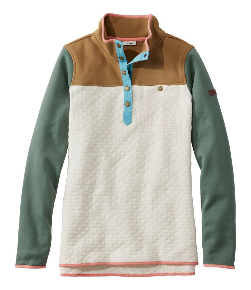 Women's Quilted Sweatshirt, Mockneck Tunic Colorblock | L.L. Bean