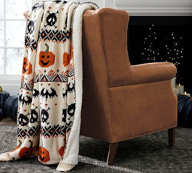Halloween Fair Isle Knit Jacquard Throw | Pottery Barn (US)