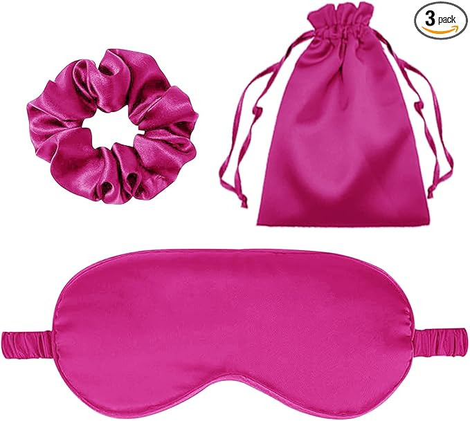 3Pcs Satin Eye Mask Silk Sleep Masks Set Silky Blindfold Eyeshade Blackout Eyes Cover Pouches Bag... | Amazon (US)