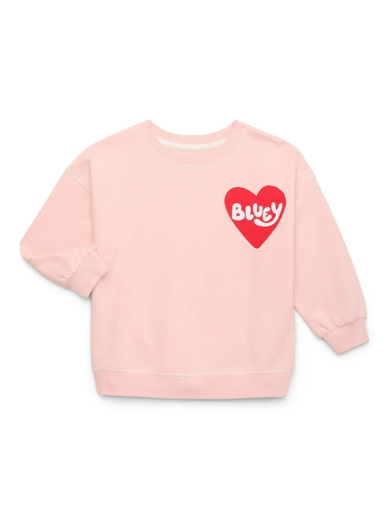 Bluey Toddler Valentine's Day Graphic Tee with Long Sleeves, Sizes 12M-5T | Walmart (US)