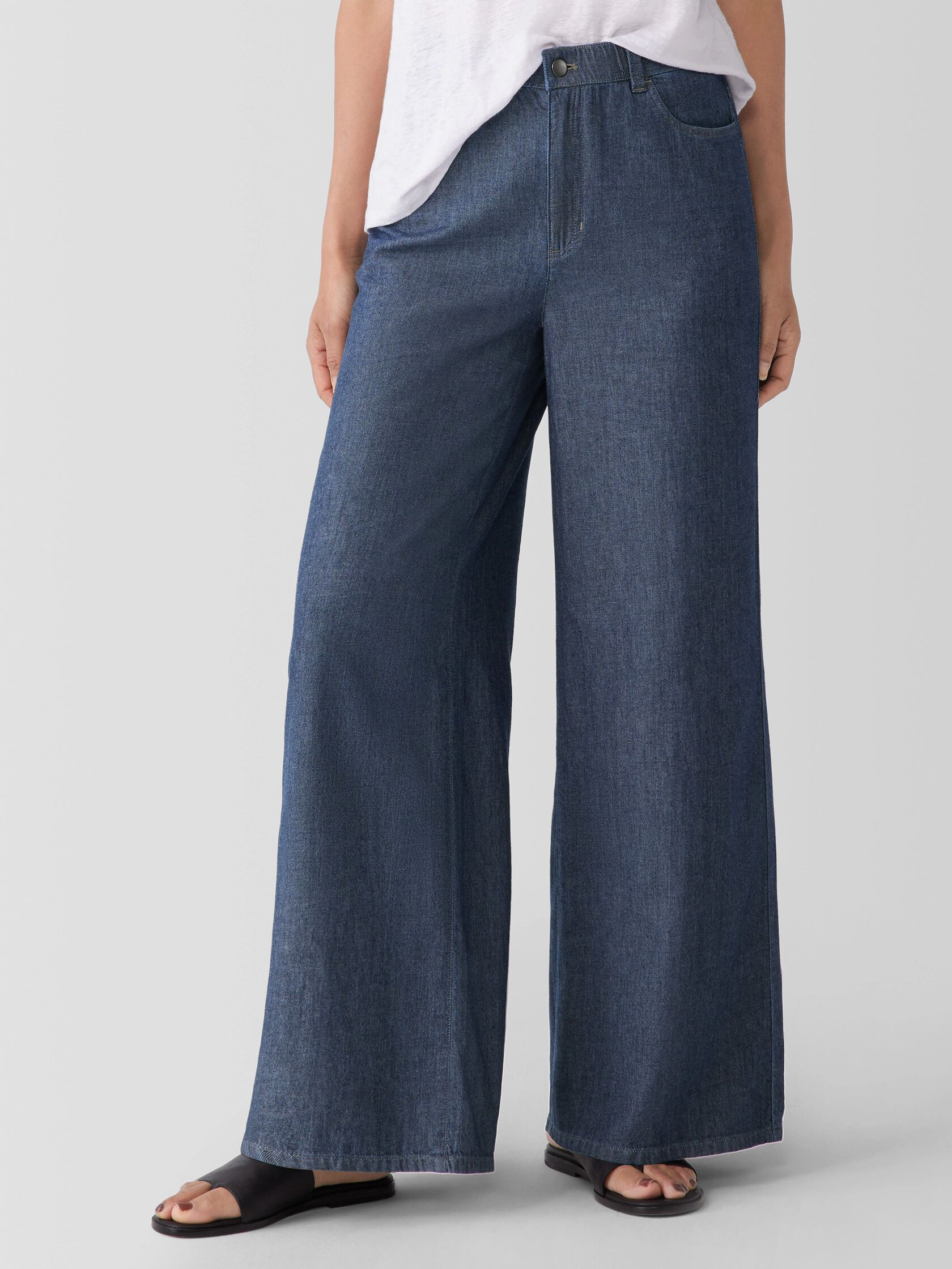 Airy Organic Cotton Twill Wide Trouser Pant | Eileen Fisher