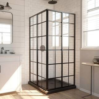 French Corner 36 in. W x 36 in. D x 74.75 in. H Framed Shower Enclosure and Shower Base Kit in Ma... | The Home Depot