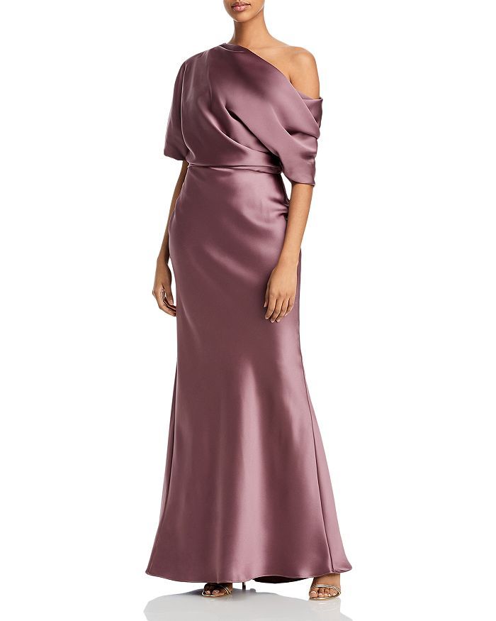 Draped Satin One Shoulder Dress | Bloomingdale's (US)