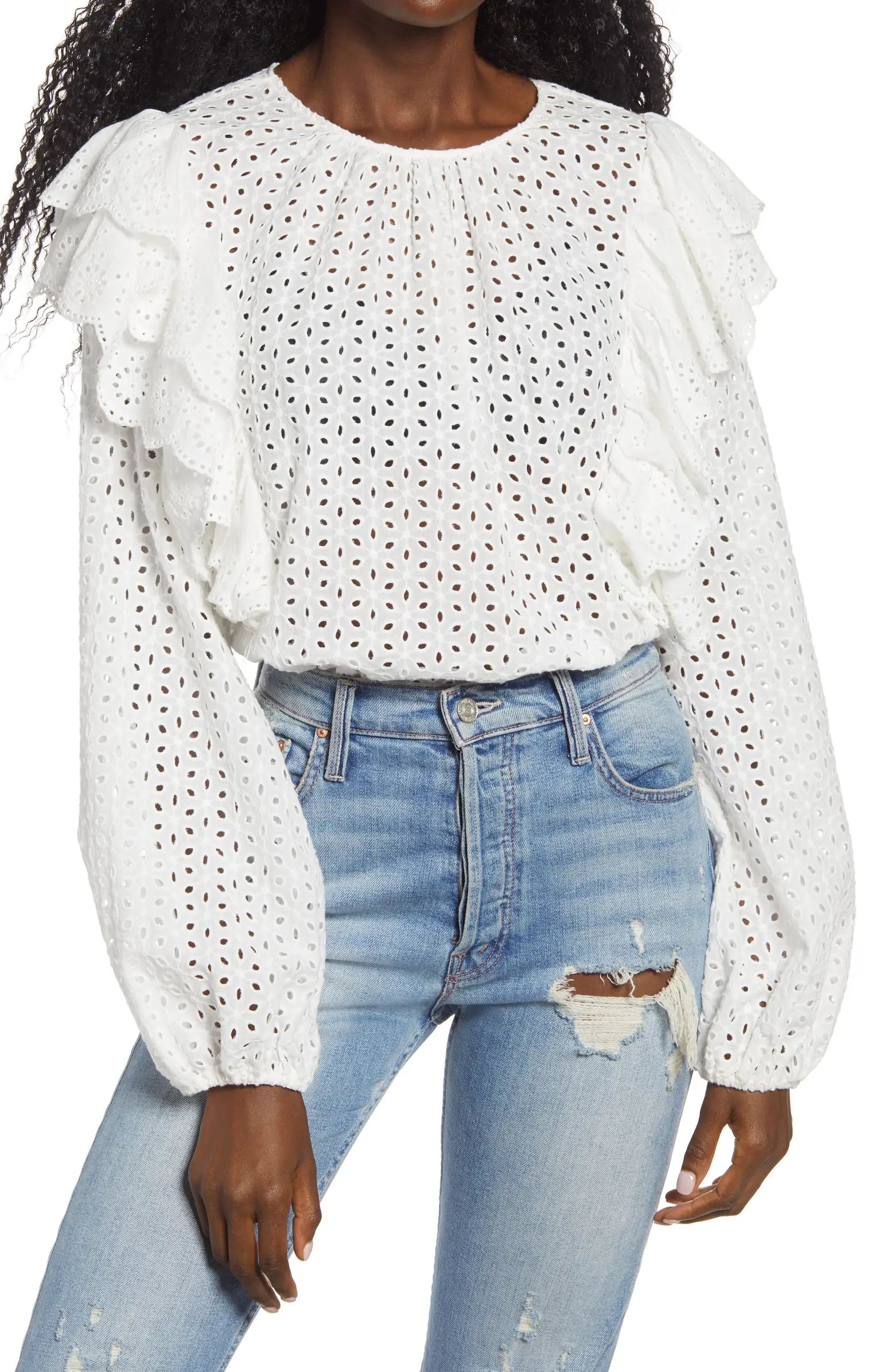 Eyelet Ruffle Detailed Blouse | Nordstrom