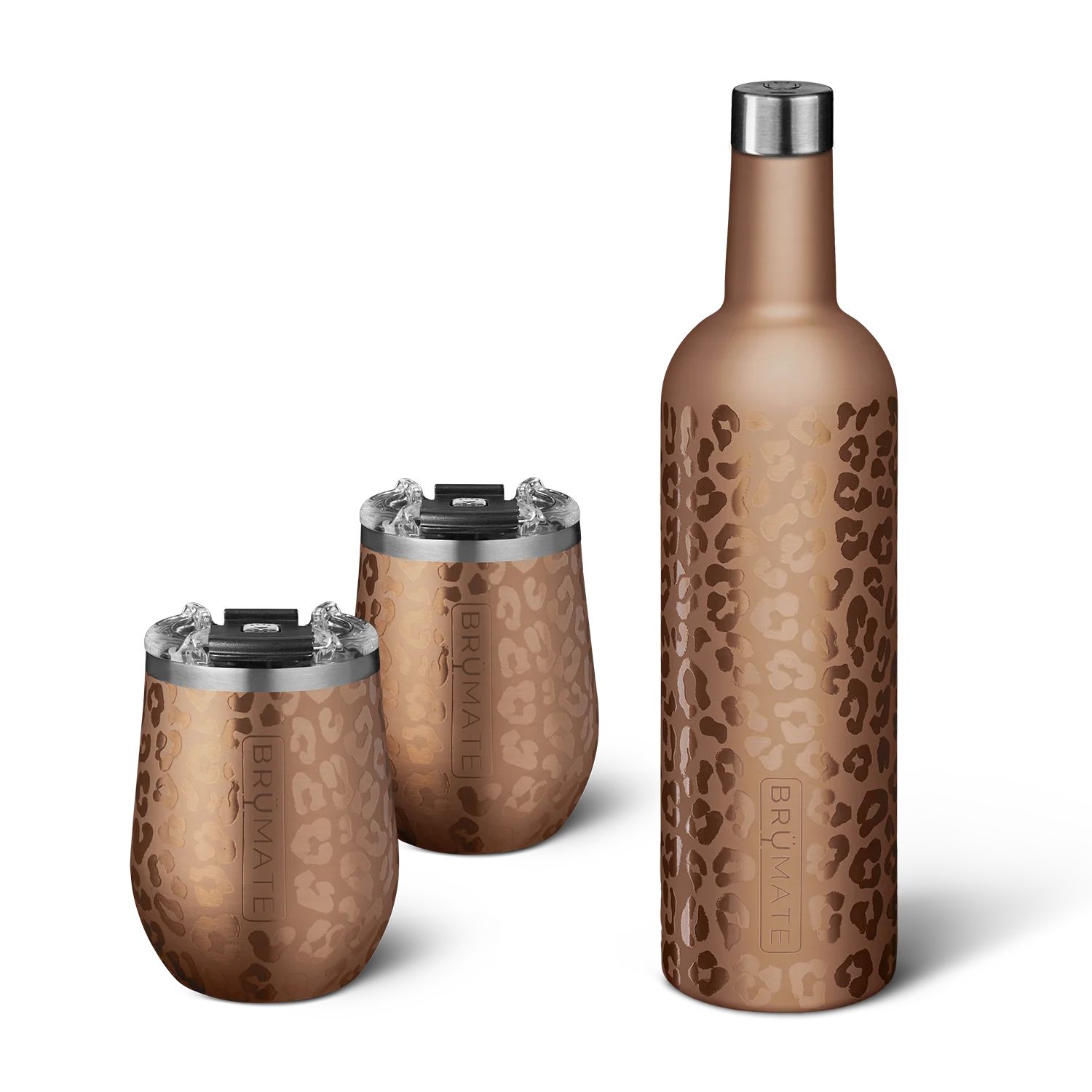 Winesulator + 2 Uncork'd XL Wine Tumblers MÜV | Gold Leopard | BruMate