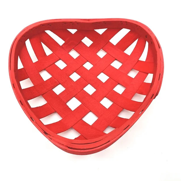 Way to Celebrate Valentines Day Red Heart Shaped Bamboo Basket Decoration, 7.5" - Walmart.com | Walmart (US)