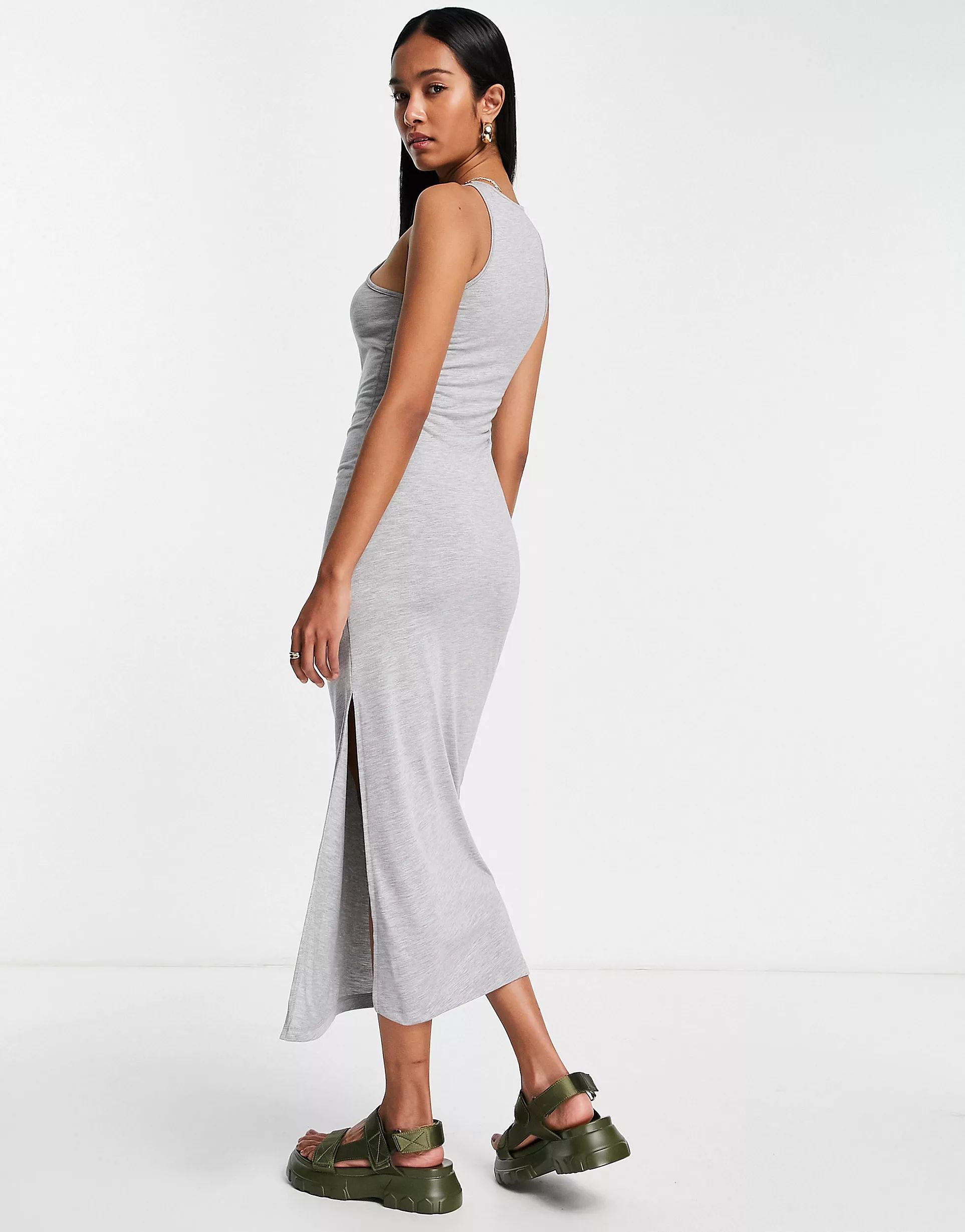 French Connection racer style jersey midi dress in grey | ASOS (Global)