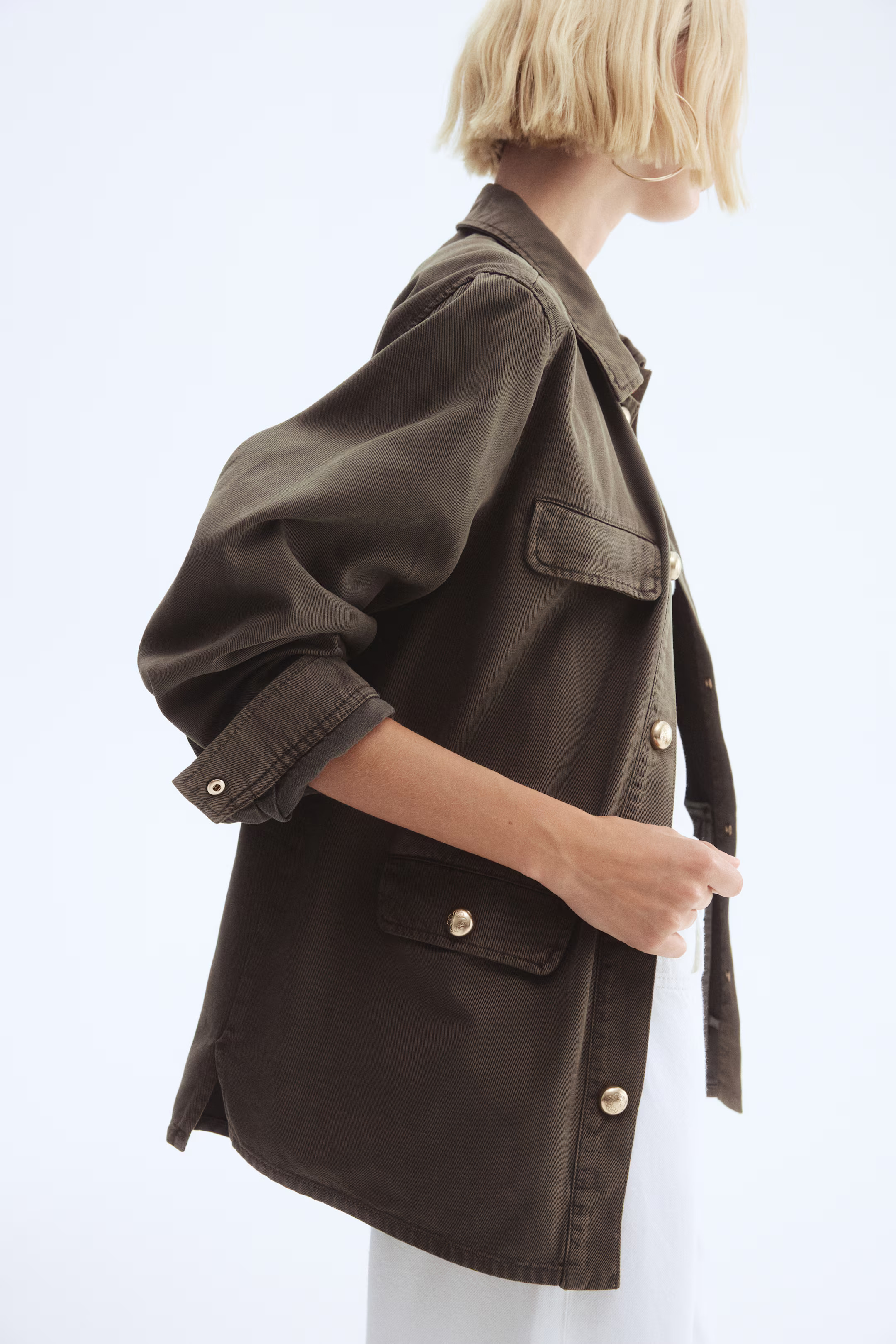 Twill Utility Jacket - Dark khaki green - Ladies | H&M US | H&M (US + CA)